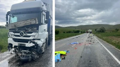 Afyonkarahisar’ın Dinar ilçesinde kontrolden çıkan bir motosikletin, karşı yönden gelen