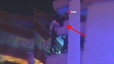 Ankara’nın Çankaya ilçesinde yürekleri ağza getiren olayda, bir apartman balkonundan