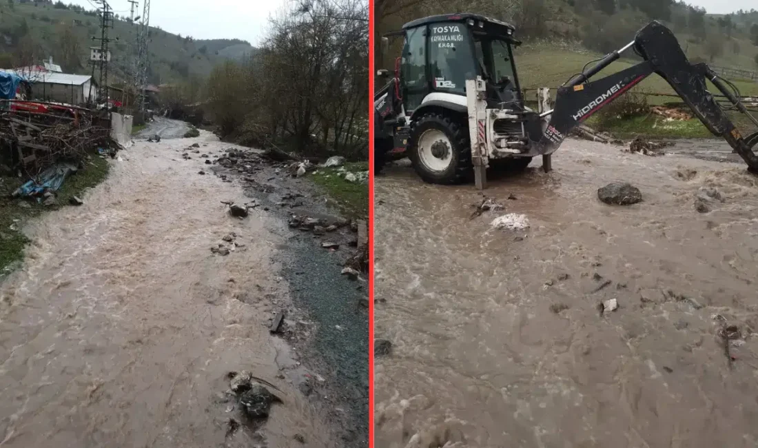 Kastamonu’nun Tosya ilçesinde aniden etkili olan sağanak ve dolu yağışı