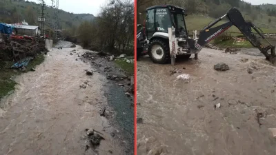 Kastamonu’nun Tosya ilçesinde aniden etkili olan sağanak ve dolu yağışı