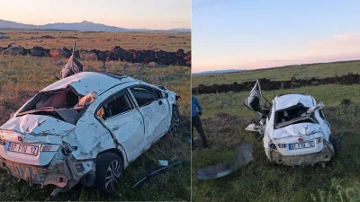 Şanlıurfa’nın Siverek ilçesinde kontrolden çıkan bir otomobilin şarampole yuvarlanması sonucu