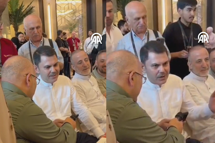 Hac farizasını yerine getiren vatandaşlarla bir araya gelen Bakan Murat