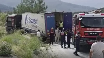 İzmir’in Tire ilçesinde kontrolden çıkarak devrilen tırın sürücüsü Murat Taşçı,