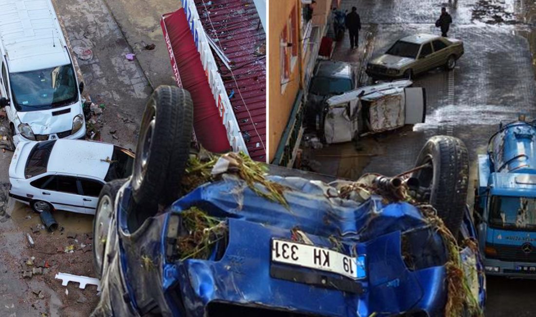 Samsun’un Havza ilçesinde aniden bastıran kuvvetli sağanağın ardından taşan dereler