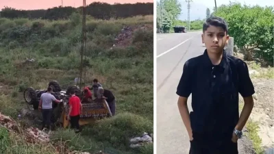Hatay’ın Dörtyol ilçesinde engebeli arazide kontrolden çıkan traktörün devrilmesi sonucu