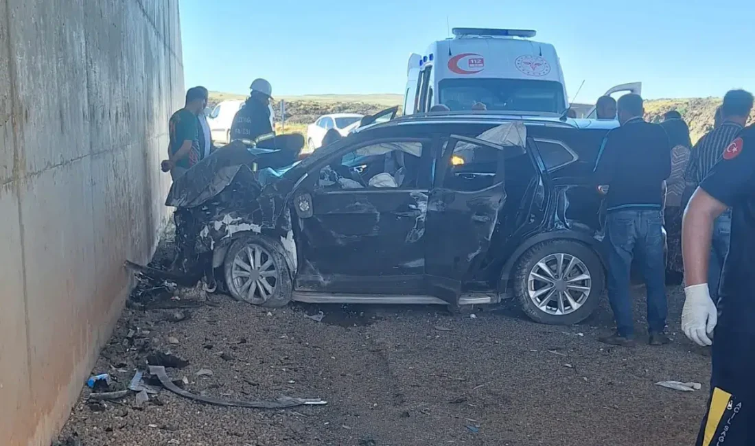 Diyarbakır’ın Çınar ilçesinde seyir halindeki bir otomobilin alt geçitte duvara
