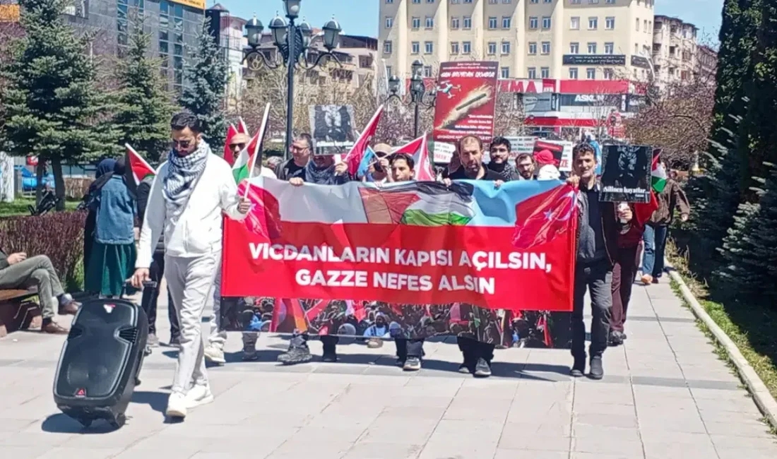 Erzurum’da bir araya gelen hekimler ve sağlık çalışanları, İsrail’in Gazze’ye