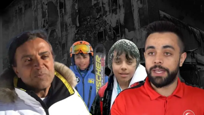 Uludağ’daki Kervansaray Otel’de milli kayakçı Berkin Usta ile anne ve