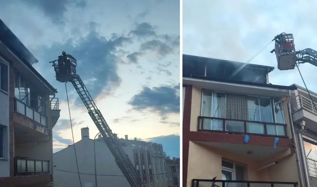 Eskişehir’in Odunpazarı ilçesinde 3 katlı bir apartmanın teras katında çıkan