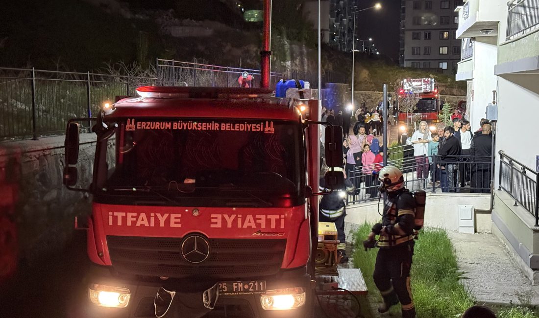 Erzurum’da gece yarısı 5 katlı binada çıkan yangın büyük bir