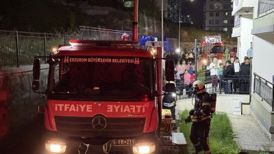 Erzurum’da gece yarısı 5 katlı binada çıkan yangın büyük bir