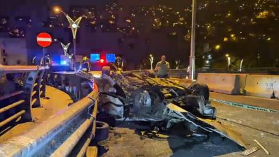 Zonguldak’ta tünel çıkışında kontrolden çıkan bir otomobil, taklalar atarak karşı