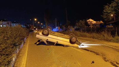 Bursa’nın İnegöl ilçesinde kontrolden çıkan bir otomobilin takla attığı dehşet