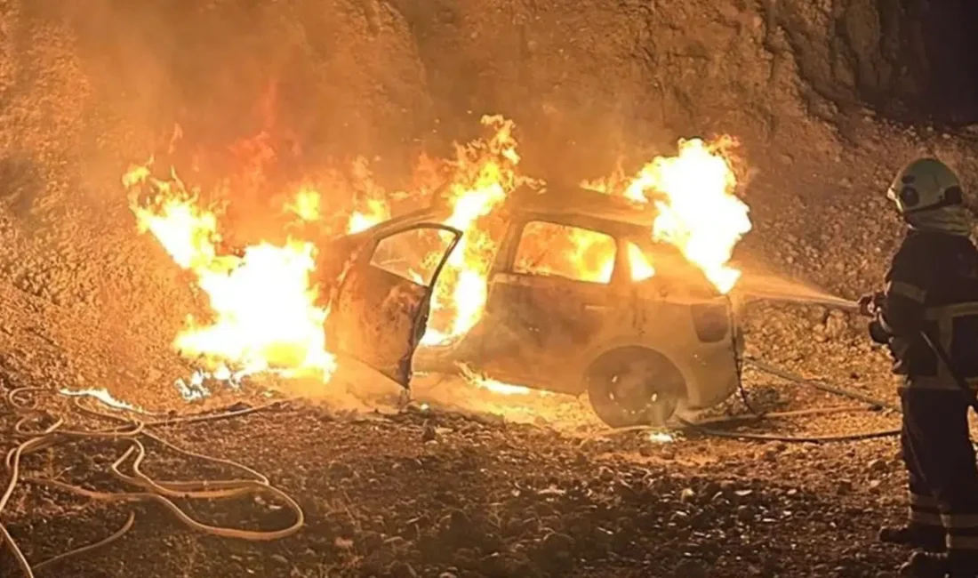 Siirt-Kurtalan kara yolunda seyir halindeyken bir anda alev alan otomobil,