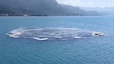 Kastamonu’nun Cide ilçesinde deniz yüzeyinde aniden meydana gelen gizemli kabarma