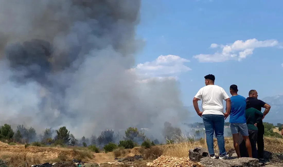 Antalya’nın Aksu ilçesinde çıkan ve rüzgarın etkisiyle hızla büyüyerek büyük