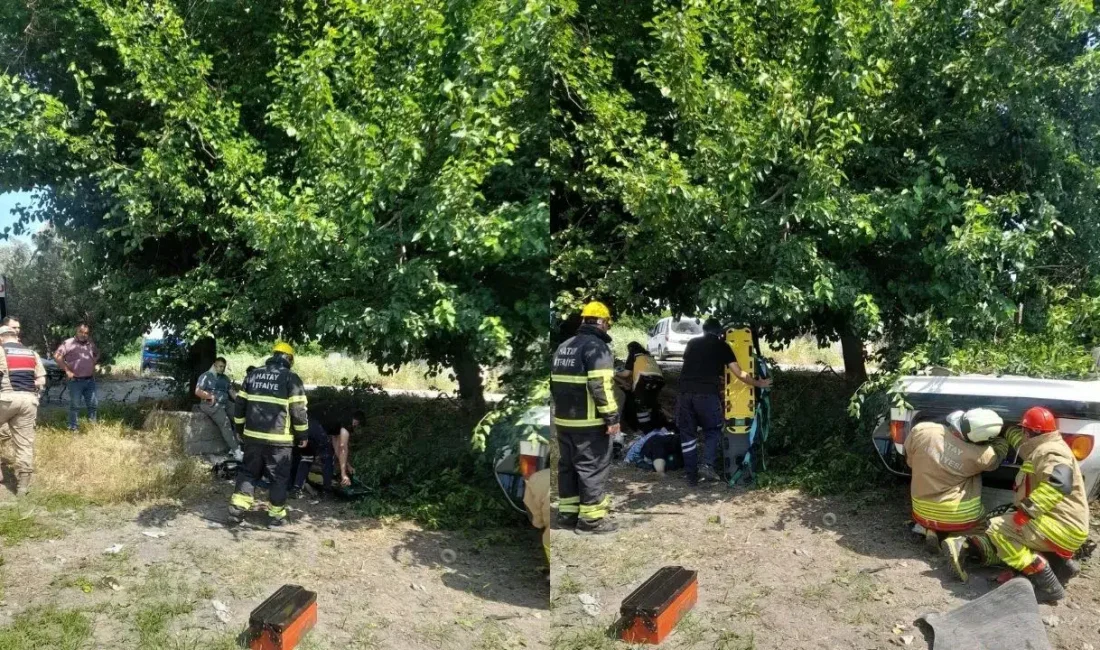 Hatay’ın Erzin ilçesinde kontrolden çıkarak takla atan ve ters dönen