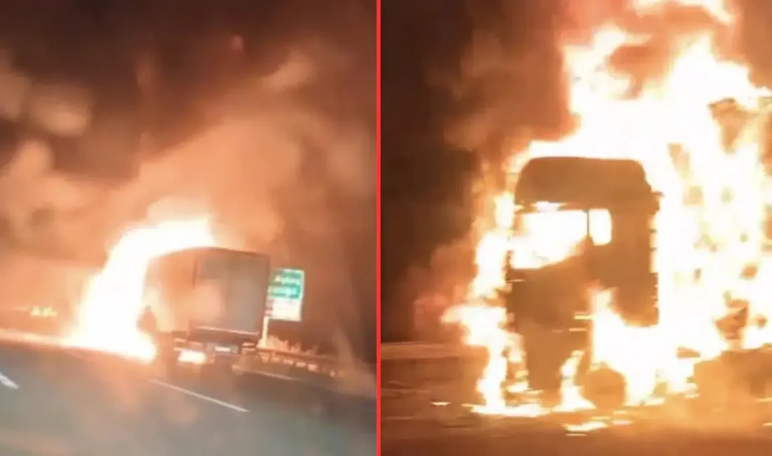 TEM Otoyolu’nun Bolu geçişinde seyir halindeyken bir anda alevlere teslim