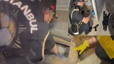 İstanbul Tuzla’da emniyet güçlerinin düzenlediği nefes kesen operasyonda, toprağa gömülü