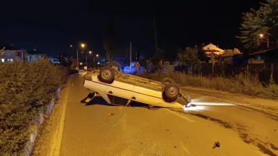Bursa’nın İnegöl ilçesinde kontrolden çıkarak takla atan otomobilde adeta can