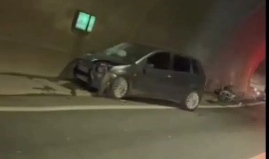 Artvin’de tünel içerisinde meydana gelen korkunç kazada otomobil ile motosiklet