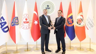 İçişleri Bakanı Mustafa Çiftçi, Türkiye Haber Kameramanları Derneği heyetini makamında