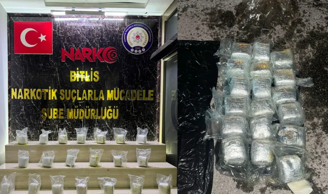 Bitlis’te polis ekiplerinin dikkati sayesinde durdurulan şüpheli bir araçta yapılan