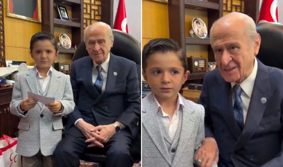 MHP Genel Başkanı Devlet Bahçeli’nin makamında ağırladığı küçük bir çocukla