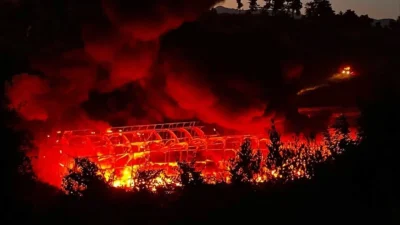 Antalya’nın Manavgat ilçesinde depo olarak kullanılan bir muz serasında çıkan