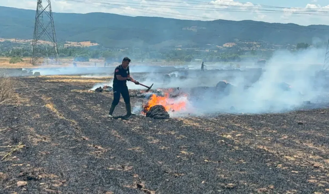Çanakkale’nin Çan ilçesinde tarım arazisinde başlayan ve rüzgarın etkisiyle hızla