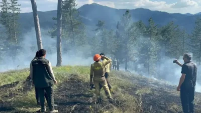 Kastamonu’nun Tosya ilçesinde ormanlık alanda başlayan yangın, havadan ve karadan