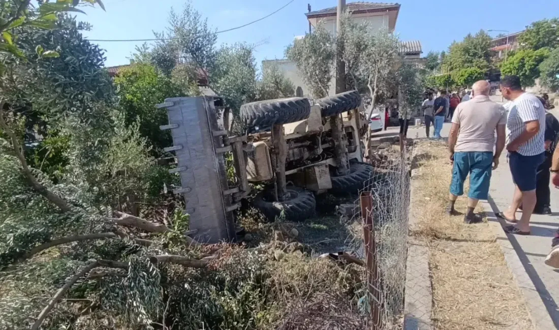 Antalya’nın Manavgat ilçesinde kontrolden çıkan iş makinesinin yol kenarındaki bahçeye