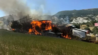 Bolu’nun Mudurnu ilçesinde yükselen alevler köy halkına korku dolu anlar