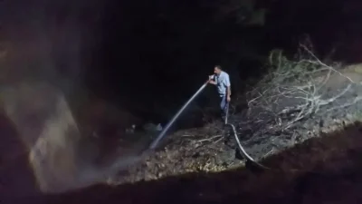 Zonguldak’ın Alaplı ilçesinde, Gümeli baraj yolu üzerinde yükselen alevler çevre