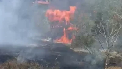 Ankara’nın Beypazarı ilçesinde otluk alanda başlayan ve rüzgarın etkisiyle hızla