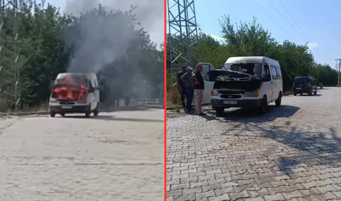 Elazığ’da yol kenarında park halinde bulunan bir minibüs, henüz belirlenemeyen