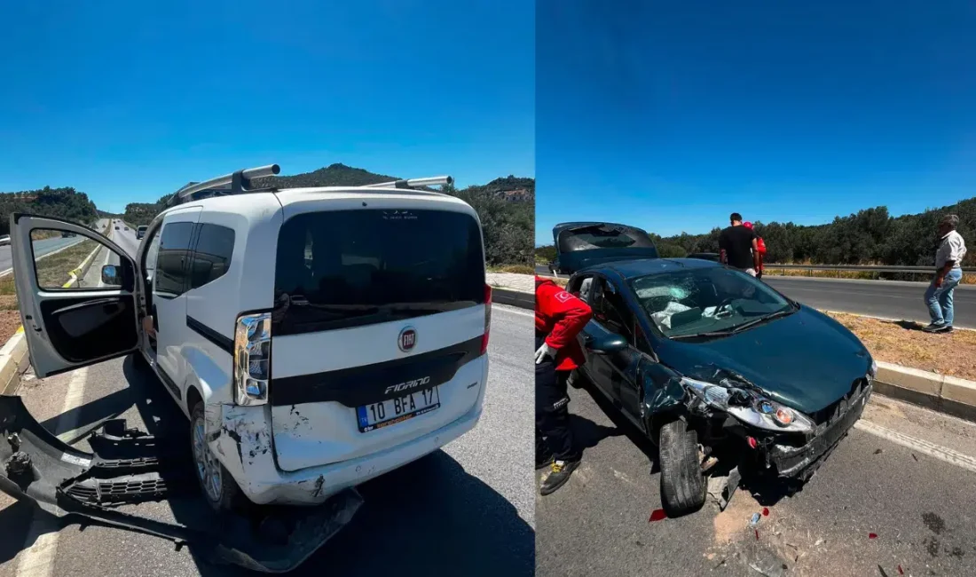 Balıkesir’in Burhaniye ilçesinde meydana gelen ve iki otomobilin karıştığı trafik