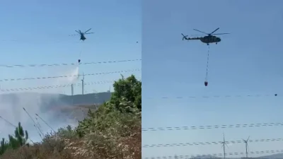 Bursa’nın Karacabey ilçesinde tarım arazisinde çıkan ve rüzgarın etkisiyle kısa