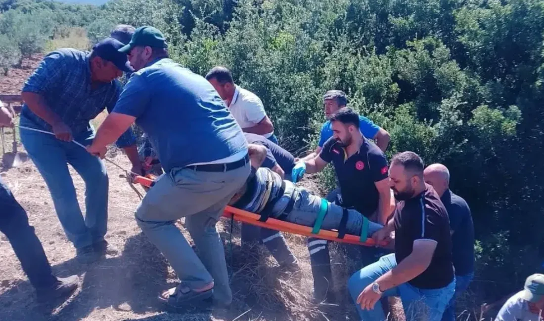 Manisa’nın Turgutlu ilçesinde kontrolden çıkan bir traktörün dere yatağına devrilmesi