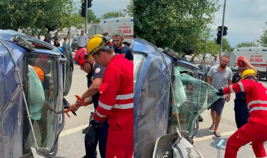 Hatay’da iki otomobilin çarpışması sonucu meydana gelen feci kazada, takla