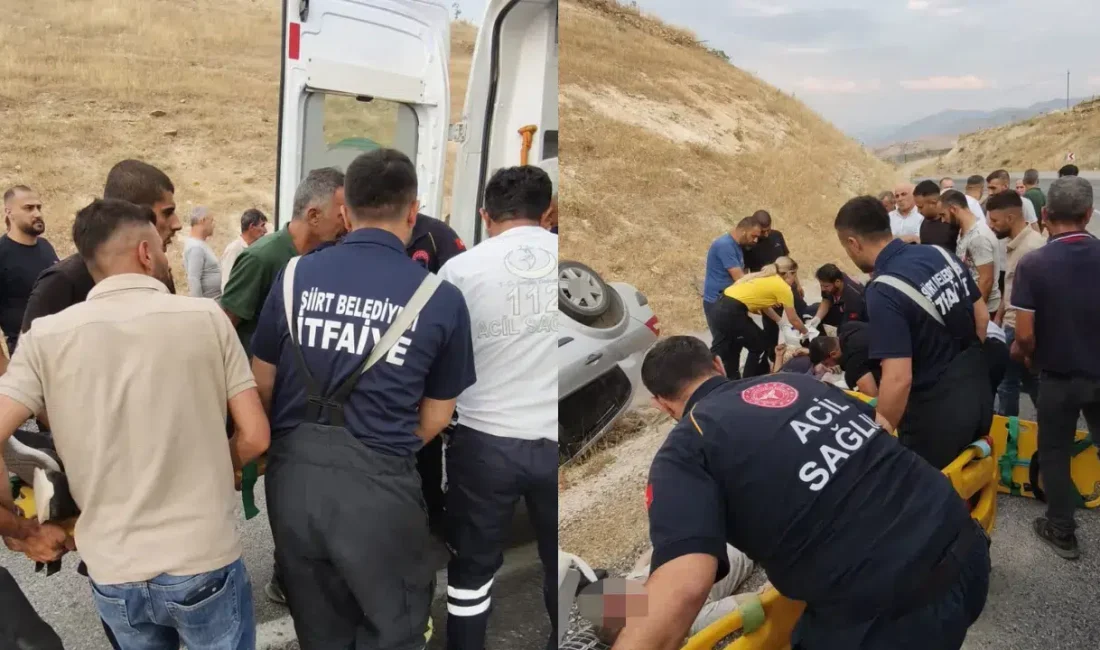 Siirt’in Eruh ilçesinde kontrolden çıkan bir otomobilin takla atması sonucu