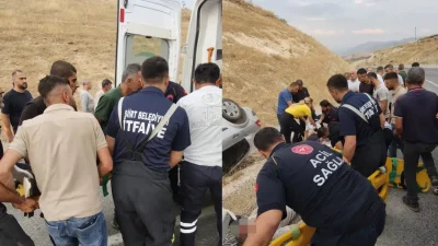 Siirt’in Eruh ilçesinde kontrolden çıkan bir otomobilin takla atması sonucu