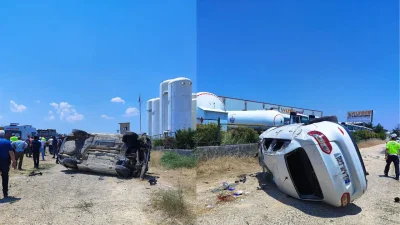 Gaziantep’te kontrolden çıkan bir otomobilin takla atması sonucu adeta can